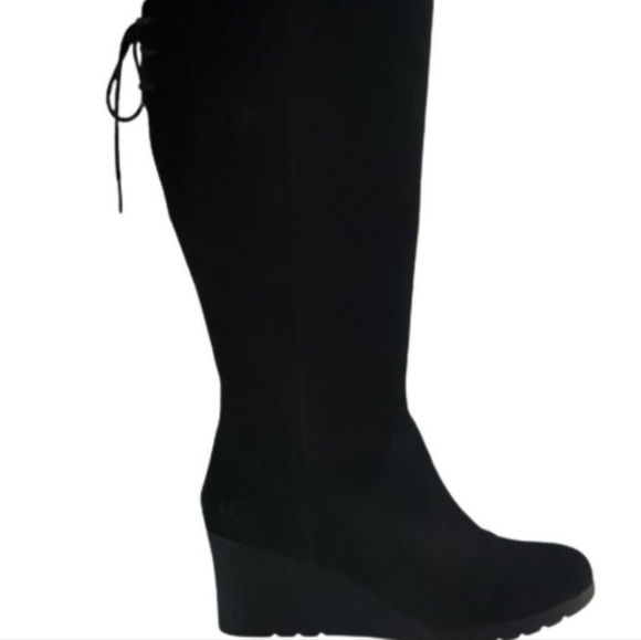 UGG BLACK SUEDE TALL WEDGE BOOTS EUC SIZE 6 - Picture 7 of 9